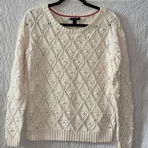 Tommy Hilfiger Crochet Knit Pullover Long Sleeve Sweater
